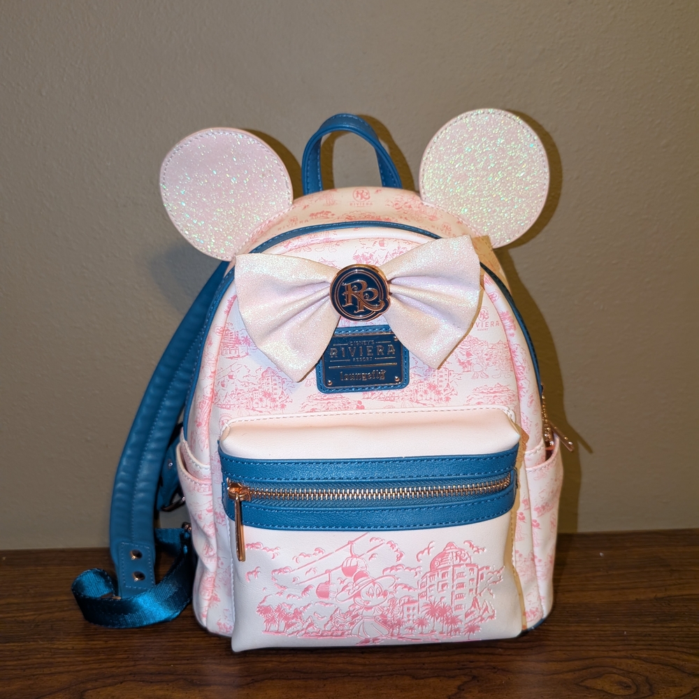Riviera Resort Loungefly Backpack with Ears - Pink and Blue